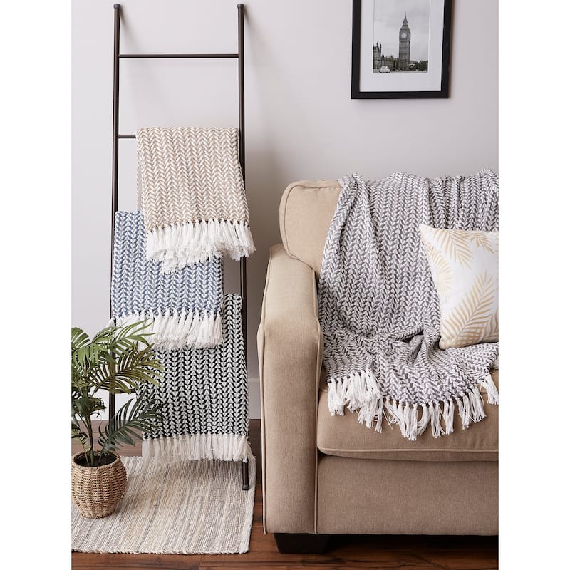 DII Arrowhead Woven Throw, 50x60" with 3" Fringe, Black, 1 Piece