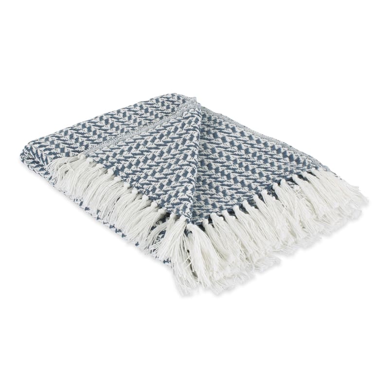 DII Arrowhead Woven Throw, 50x60" with 3" Fringe, Black, 1 Piece - French Blue
