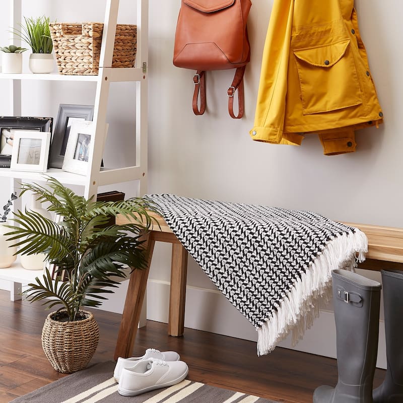 DII Arrowhead Woven Throw, 50x60" with 3" Fringe, Black, 1 Piece