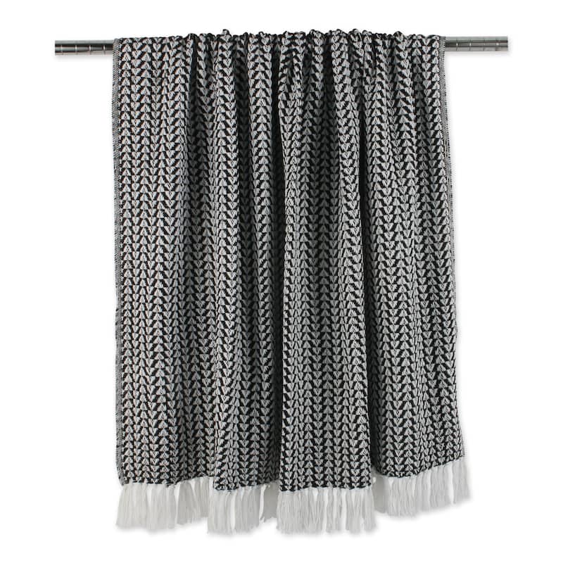 DII Arrowhead Woven Throw, 50x60" with 3" Fringe, Black, 1 Piece