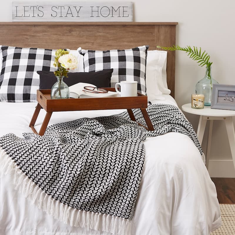 DII Arrowhead Woven Throw, 50x60" with 3" Fringe, Black, 1 Piece