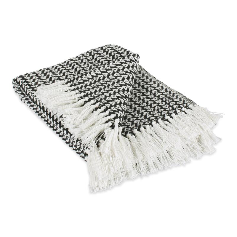 DII Arrowhead Woven Throw, 50x60" with 3" Fringe, Black, 1 Piece