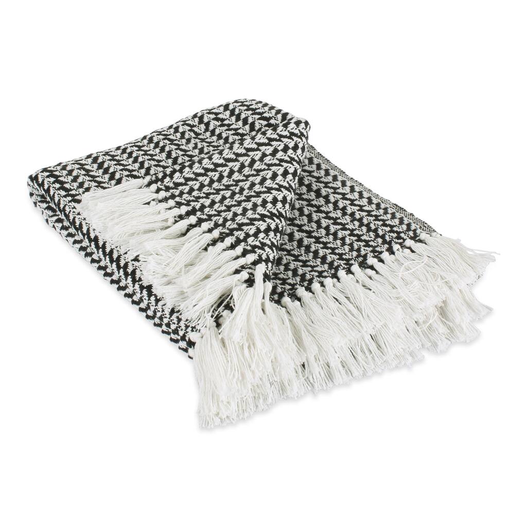 DII Arrowhead Woven Throw, 50x60" with 3" Fringe, Black, 1 Piece