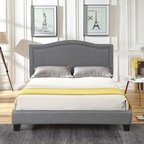 Shop Upholstered Standard Bed, Gray, Queen Free Shipping Today