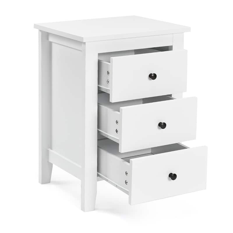 Bedroom 3-Drawer Nightstand Beside Table Modern Storage - 3-drawer - White