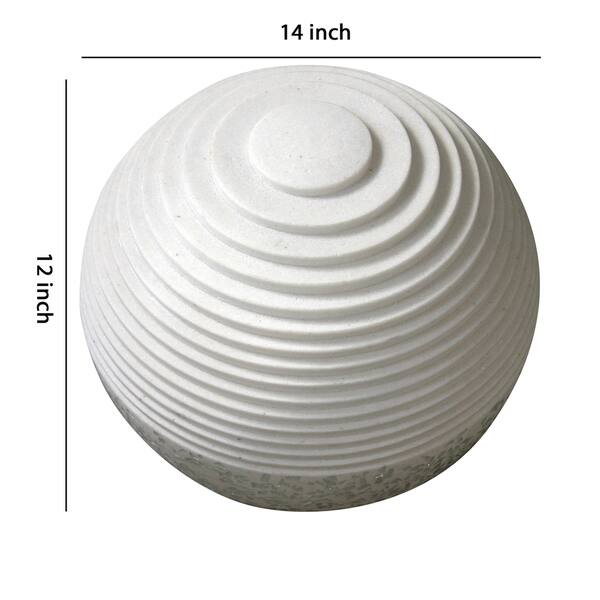 Contemporary Sandstone Polished Ball with Step Carved Lines, White ...