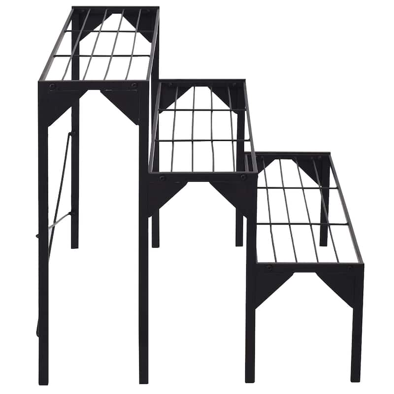 3-Tier Metal Flower Plant Shelf Stand Display Rack Black