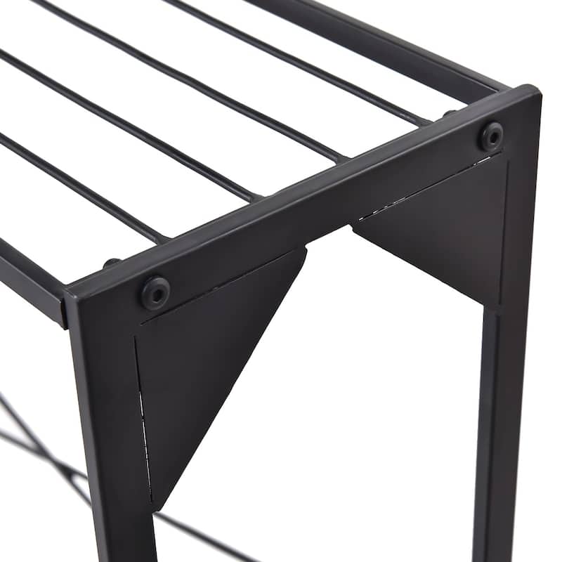3-Tier Metal Flower Plant Shelf Stand Display Rack Black - N/A