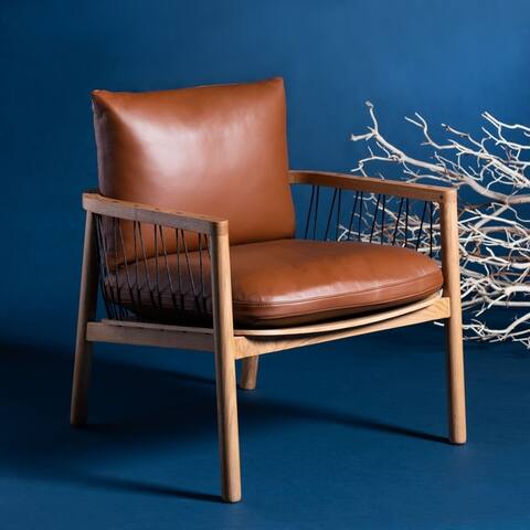 Safavieh Couture Caramel Mid-Century Leather Chair