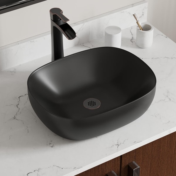 V410 Matte Black Porcelain Vessel Sink - - 30580657