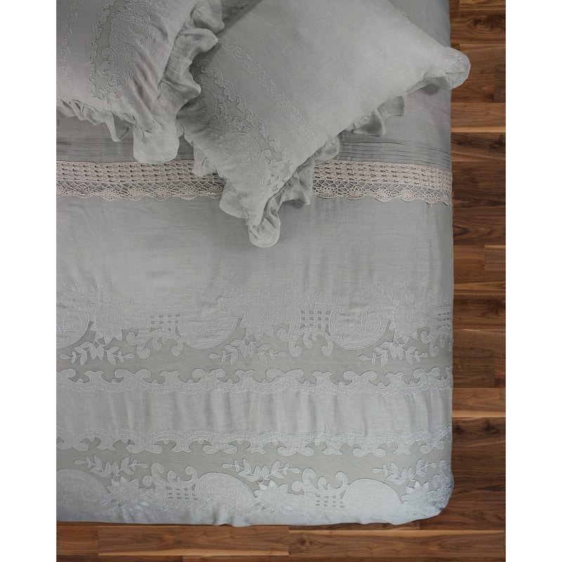 The Gray Barn Spring Field Linen Duvet Set - GREY STORM - Full - Queen