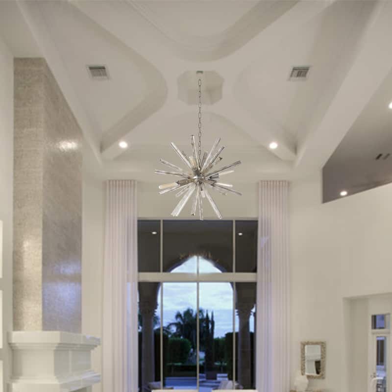 6 Light Sputnik Crystal Chandelier in Antique Iron Finish