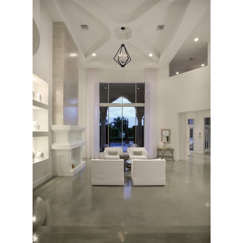 4 Light Candle Style Chandelier in Black and Nickel finish