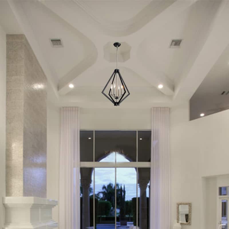 4 Light Candle Style Chandelier in Black and Nickel finish