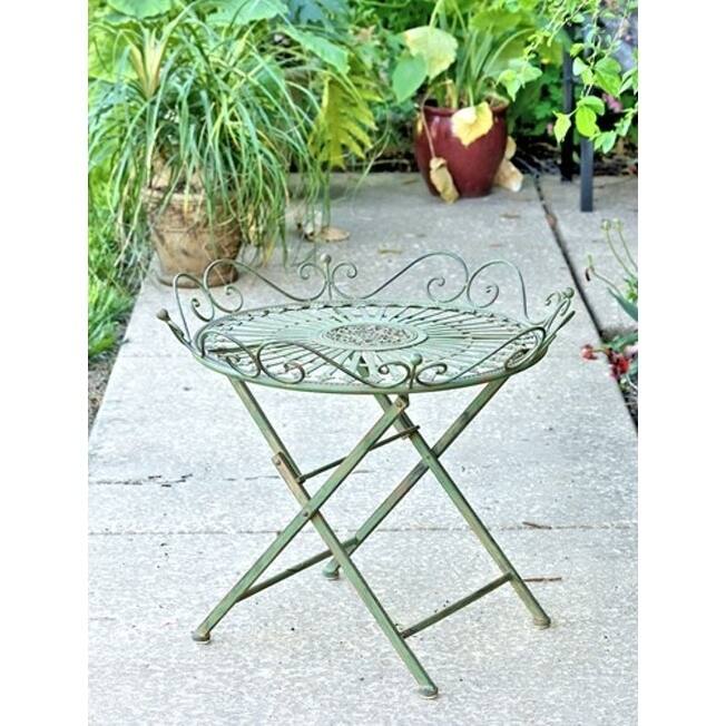 "Stephania" Victorian Folding Iron Garden Table in Green