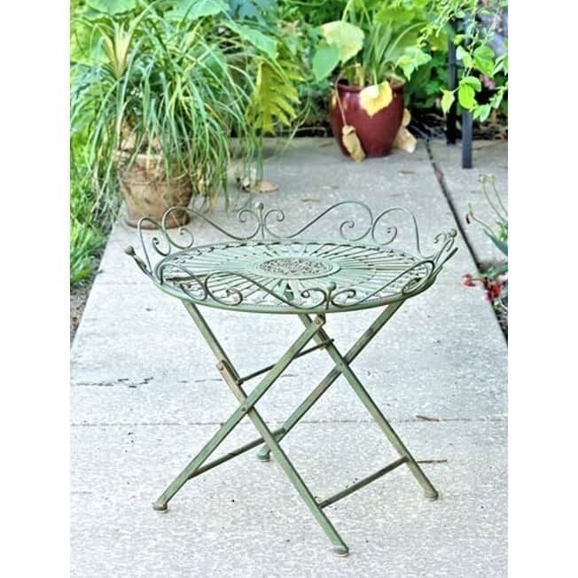 "Stephania" Victorian Folding Iron Garden Table in Green