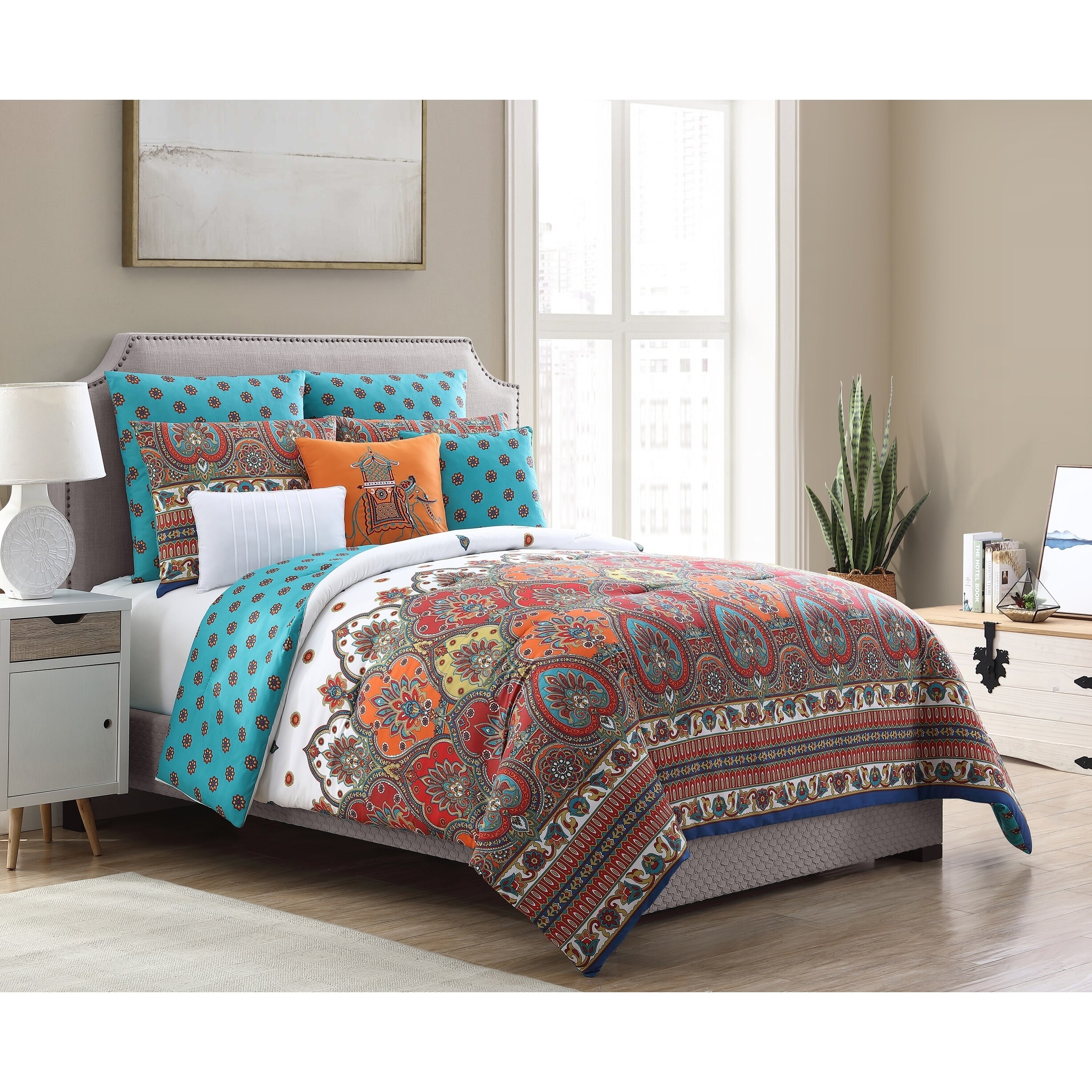 Shop Vcny Home Delilah Reversible Damask Boho Comforter Set Free