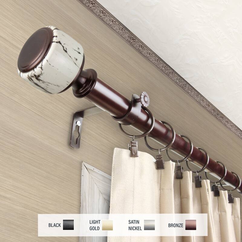 InStyleDesign Genesis 1 inch Diameter Adjustable Curtain Rod - 66 to 120 inches - Bronze