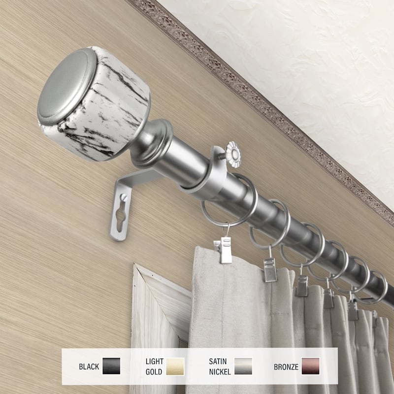 InStyleDesign Genesis 1 inch Diameter Adjustable Curtain Rod - 160 to 240 inches - Satin Nickel