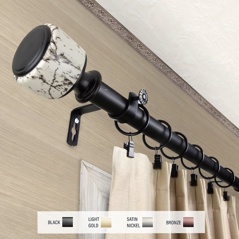 InStyleDesign Genesis 1 inch Diameter Adjustable Curtain Rod - 160 to 240 inches - Black