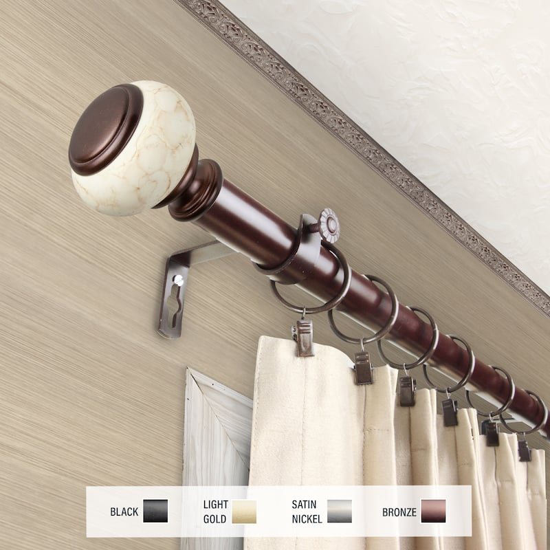 InStyleDesign Kennedy 1 inch Diameter Adjustable Curtain Rod - 48 to 84 inches - Bronze