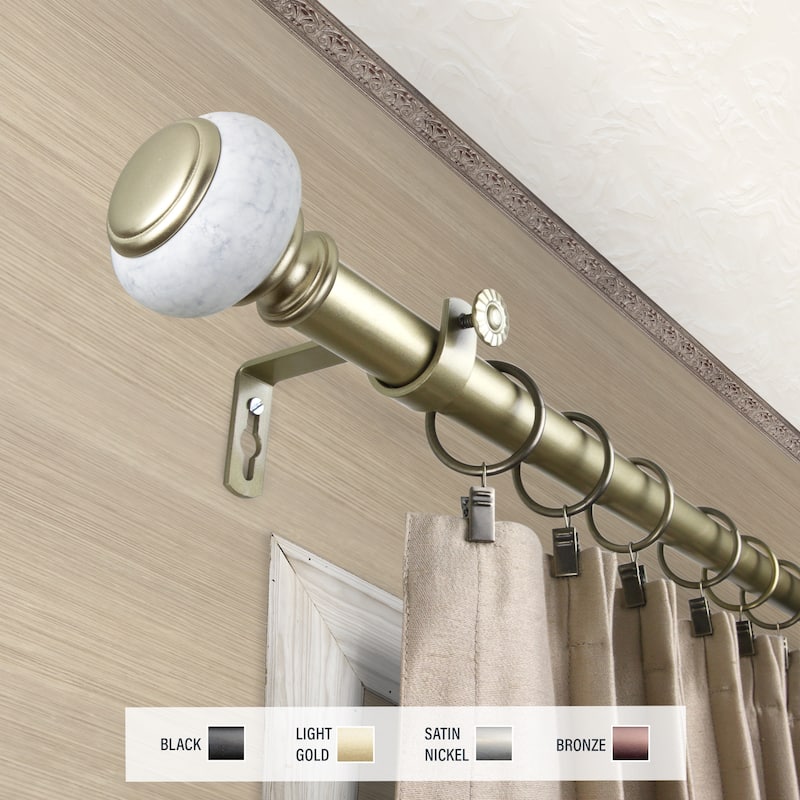 InStyleDesign Kennedy 1 inch Diameter Adjustable Curtain Rod - 28 to 48 inches - Light Gold