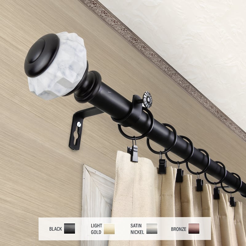 InStyleDesign Allison 1 inch Diameter Adjustable Curtain Rod - 28 to 48 inches - Black