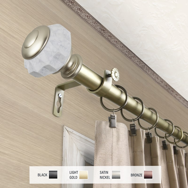 InStyleDesign Allison 1 inch Diameter Adjustable Curtain Rod - 28 to 48 inches - Light Gold