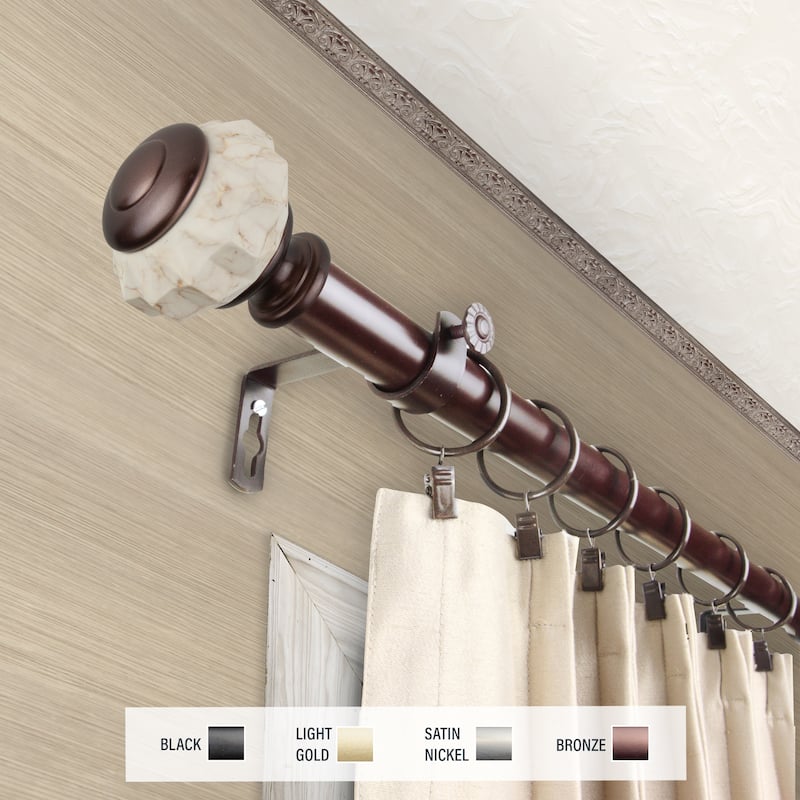 InStyleDesign Allison 1 inch Diameter Adjustable Curtain Rod - 28 to 48 inches - Bronze