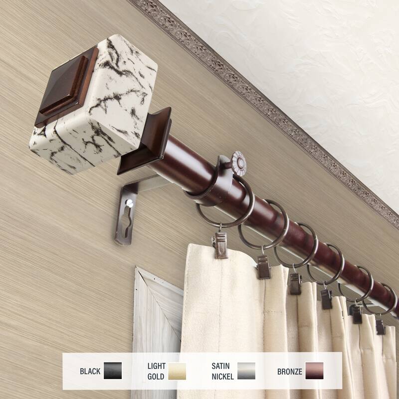 InStyleDesign Elena 1 inch Diameter Adjustable Curtain Rod - 28 to 48 inches - Bronze