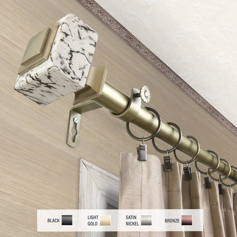 InStyleDesign Elena 1 inch Diameter Adjustable Curtain Rod - 120 to 170 inches - Light Gold