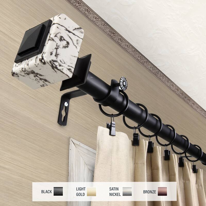 InStyleDesign Elena 1 inch Diameter Adjustable Curtain Rod - 66 to 120 inches - Black