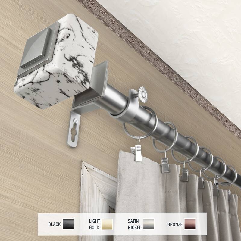 InStyleDesign Elena 1 inch Diameter Adjustable Curtain Rod - 66 to 120 inches - Satin Nickel