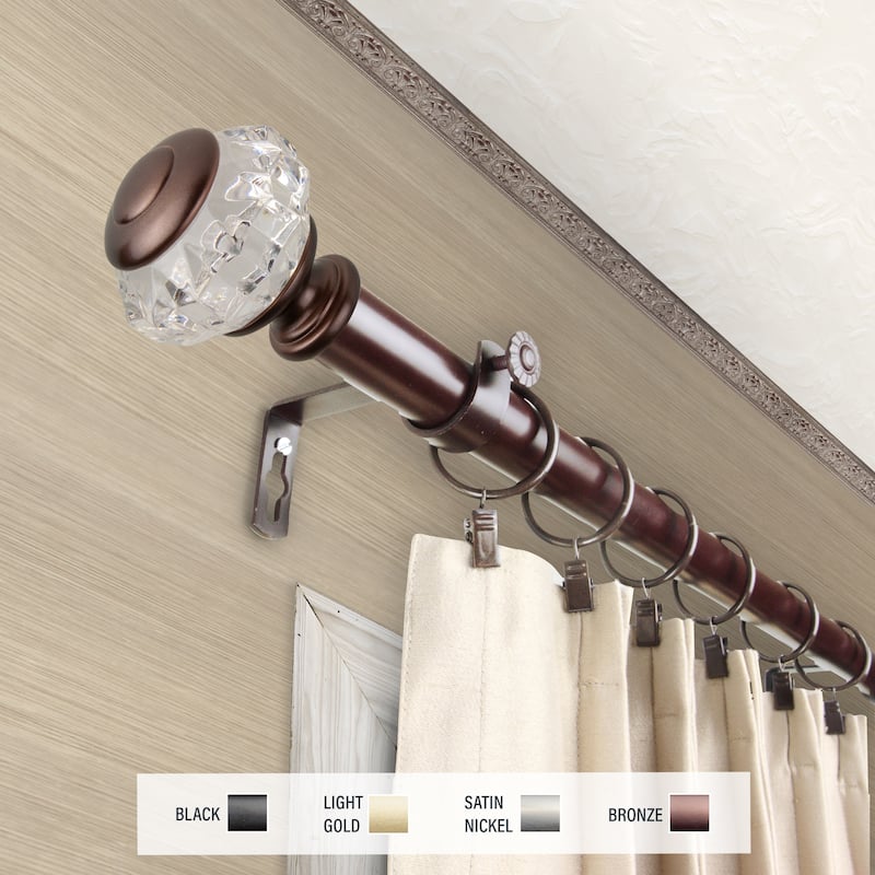 InStyleDesign Adeline 1 inch Diameter Adjustable Curtain Rod - 28 to 48 inches - Bronze