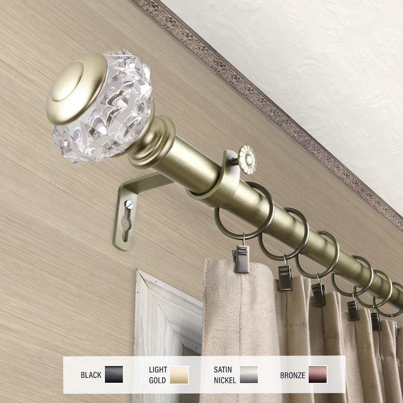 InStyleDesign Adeline 1 inch Diameter Adjustable Curtain Rod - 120 to 170 inches - Light Gold