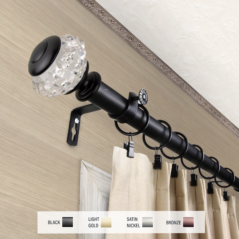 InStyleDesign Adeline 1 inch Diameter Adjustable Curtain Rod - 120 to 170 inches - Black