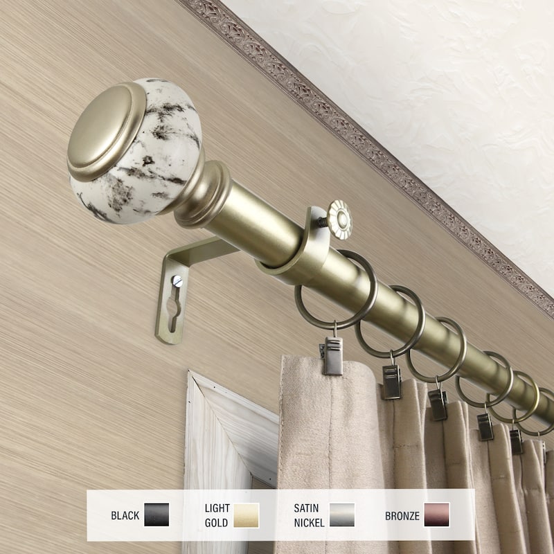 InStyleDesign Brooklyn 1 inch Diameter Adjustable Curtain Rod - 48 to 84 inches - Light Gold