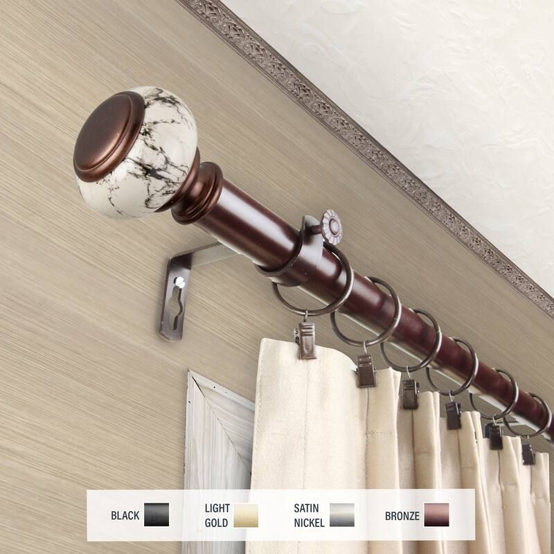 InStyleDesign Brooklyn 1 inch Diameter Adjustable Curtain Rod - 160 to 240 inches - Bronze