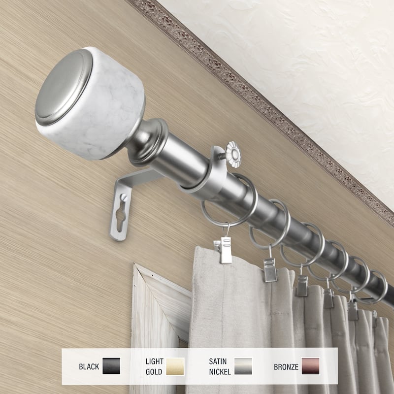 InStyleDesign Kinsley 1 inch Diameter Adjustable Curtain Rod - 160 to 240 inches - Satin Nickel