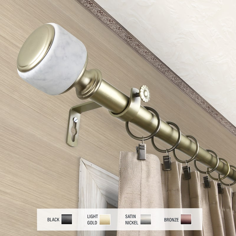 InStyleDesign Kinsley 1 inch Diameter Adjustable Curtain Rod - 160 to 240 inches - Light Gold