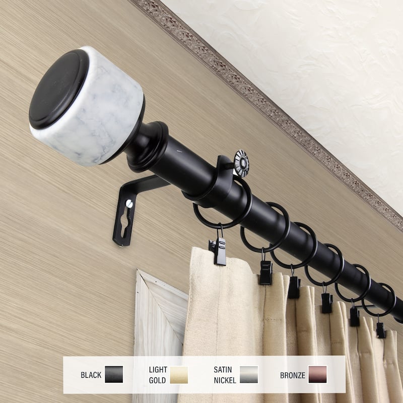 InStyleDesign Kinsley 1 inch Diameter Adjustable Curtain Rod - 160 to 240 inches - Black