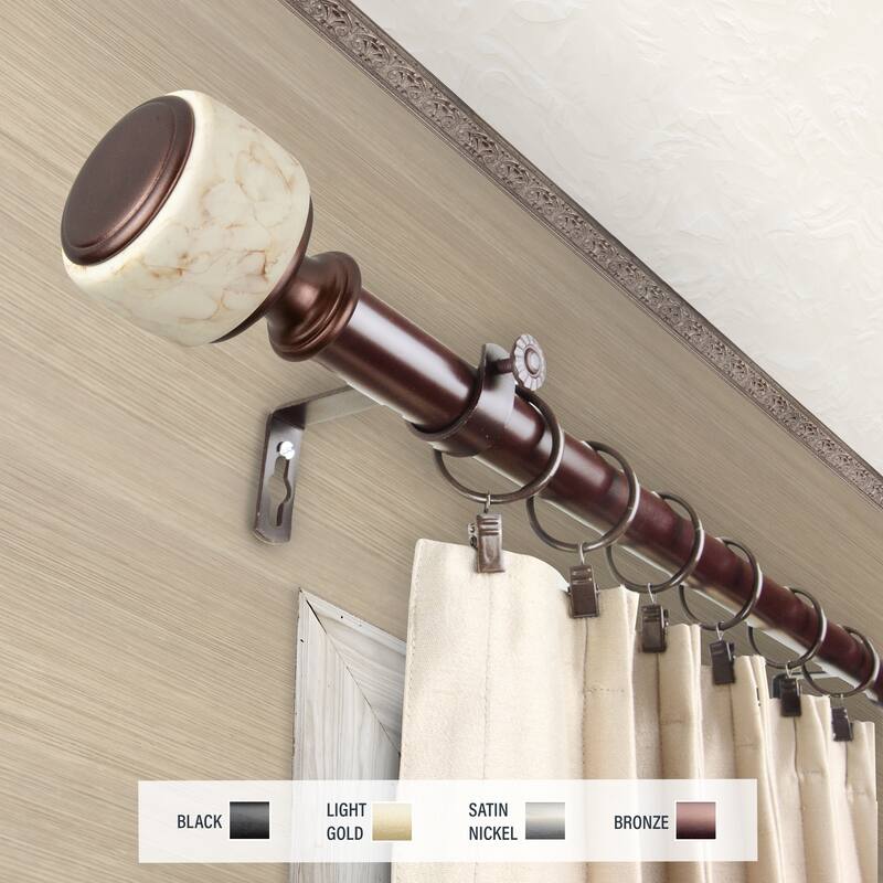 InStyleDesign Kinsley 1 inch Diameter Adjustable Curtain Rod - 120 to 170 inches - Bronze