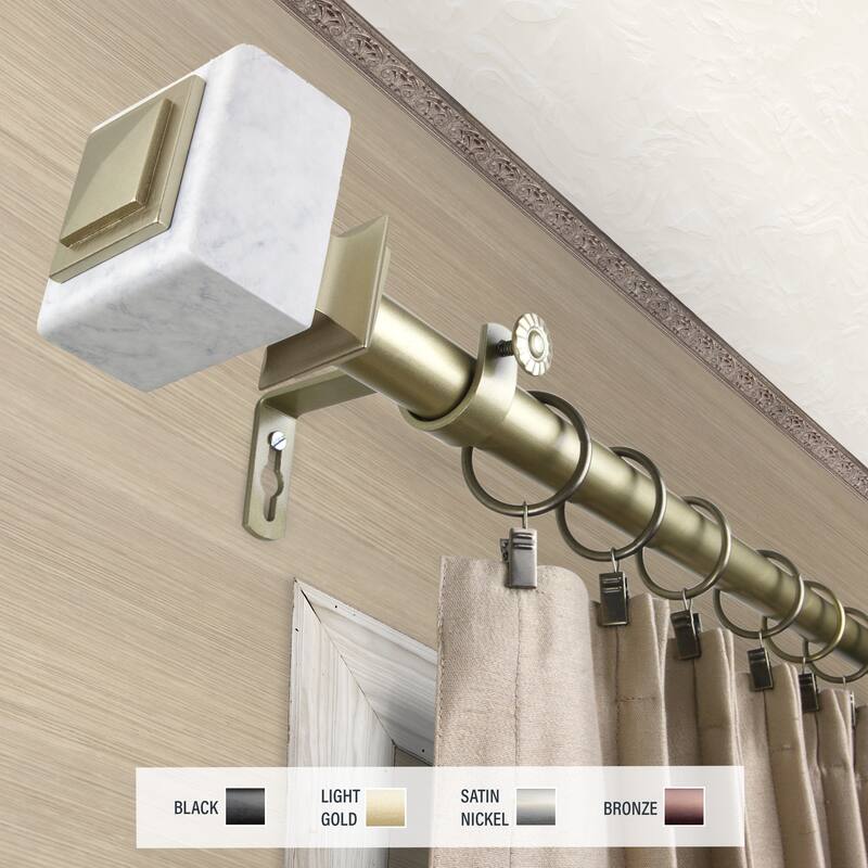 InStyleDesign Gabriella 1 inch Diameter Adjustable Curtain Rod - 120 to 170 inches - Light Gold