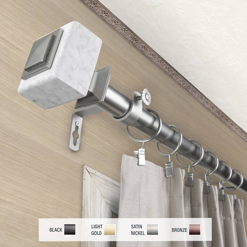 InStyleDesign Gabriella 1 inch Diameter Adjustable Curtain Rod - 120 to 170 inches - Satin Nickel