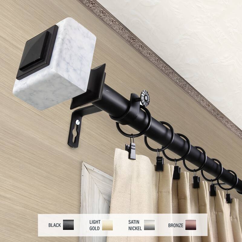 InStyleDesign Gabriella 1 inch Diameter Adjustable Curtain Rod - 28 to 48 inches - Black