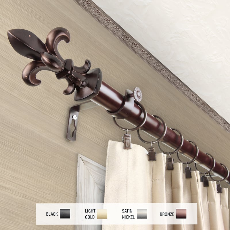 InStyleDesign Easton 1 inch Diameter Adjustable Curtain Rod - 120 to 170 inches - Bronze