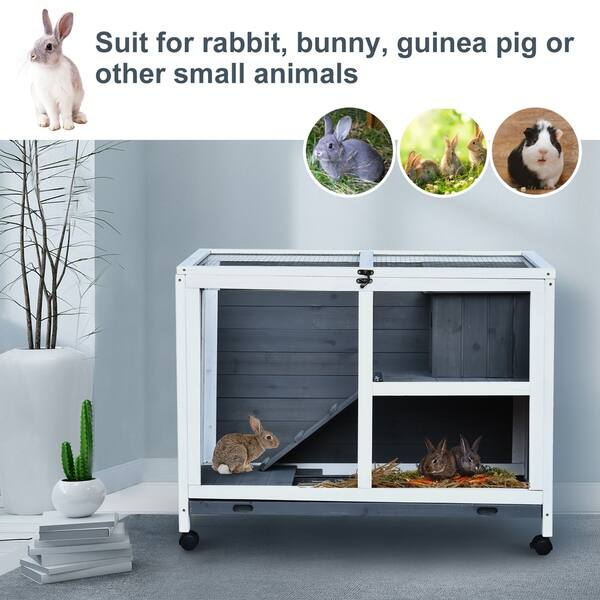 Pawhut Solid Wood Rabbit Hutch Home Pet House With A Main Room For Sleeping And A Cage Area For Playing Indoor Outdoor Overstock 30580930 Unlike typical wire or plastic rabbit cages, a hutch offers separate play and sleeping. pawhut