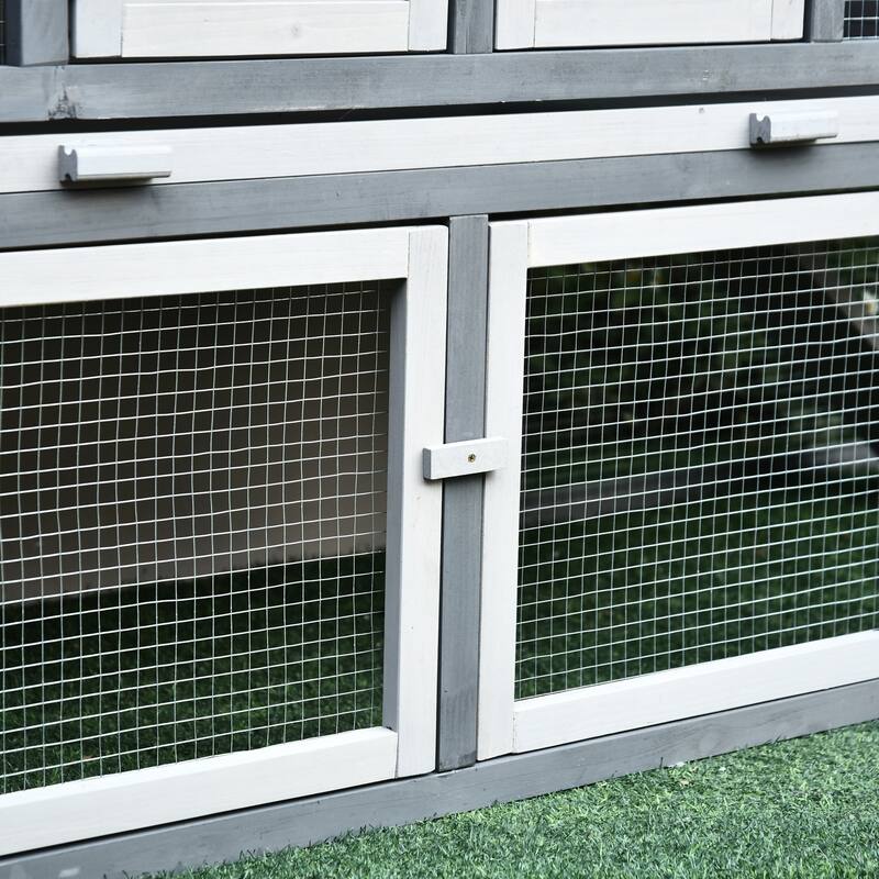 PawHut Wooden Rabbit Hutch with Outdoor Run Area, Waterproof Roof, and Big Living Space Perfect for Bunny/Small Animals