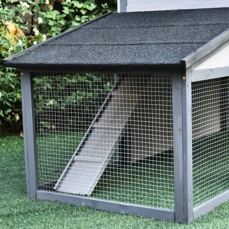 PawHut Wooden Rabbit Hutch with Outdoor Run Area, Waterproof Roof, and Big Living Space Perfect for Bunny/Small Animals