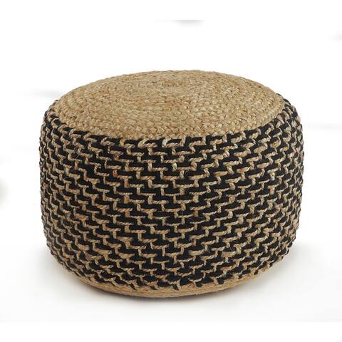 Natural Jute and Black Pouf